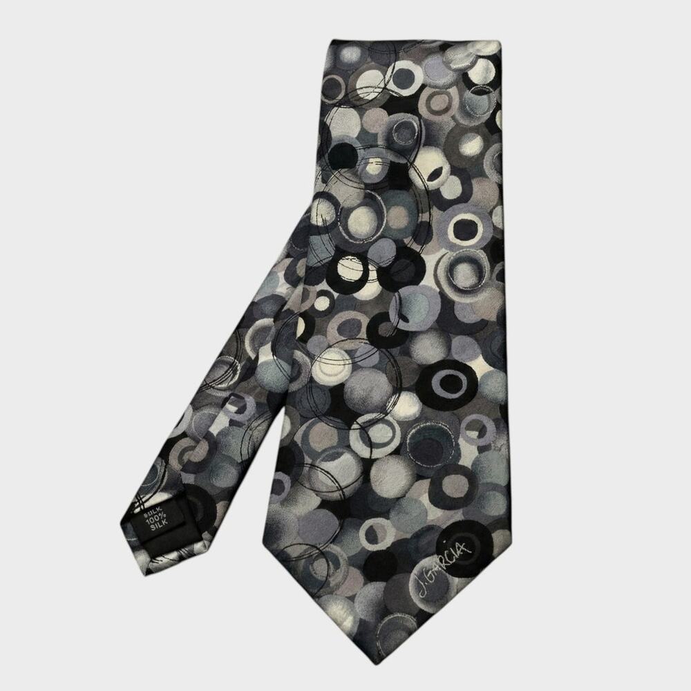 J. Garcia Birdland Watercolor Collection Artist Proof No. 9 Gray Dotted Neck Tie